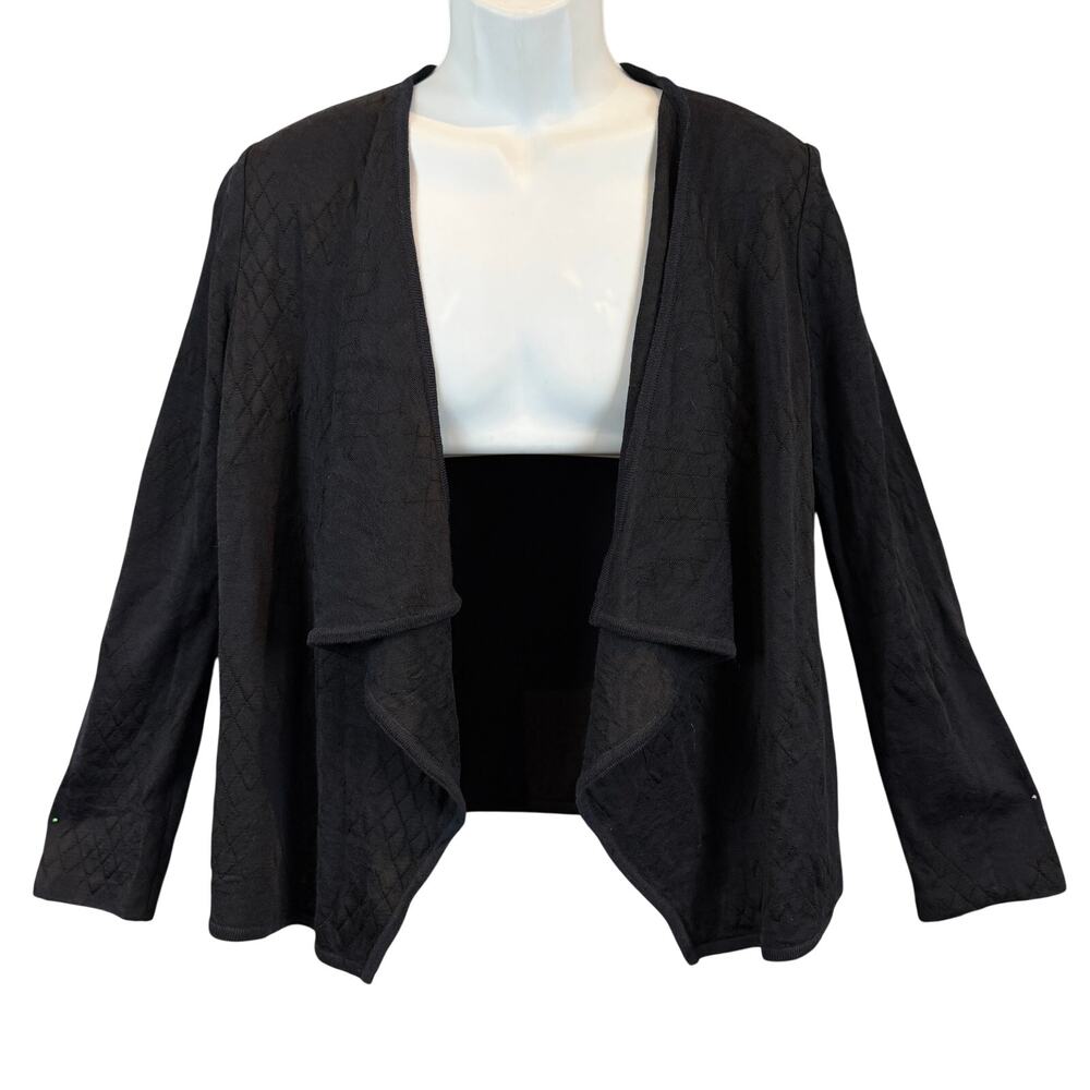 St. John Collection Argyle Jaquard Draped Cardigan Jacket Rayon Wool Size M